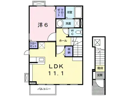 ラフィナートⅠ(1LDK/2階)の間取り写真