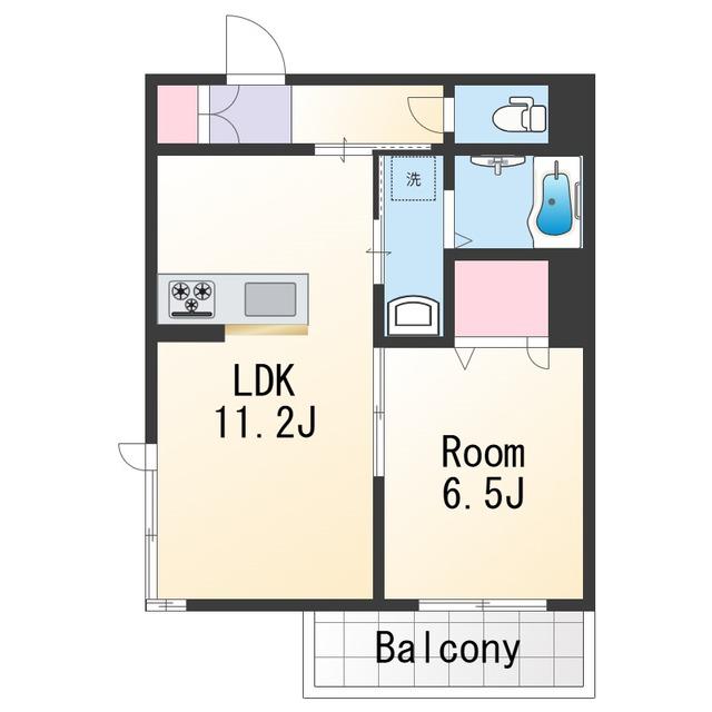 BEREO吹屋町(1LDK/1階)の間取り写真