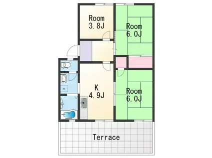 フレグランス二里ケ浜(3K/1階)の間取り写真