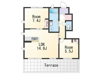 ヴェルドミール西浜(2LDK/1階)の間取り写真