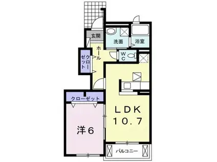 フィオーレⅠ(1LDK/1階)の間取り写真