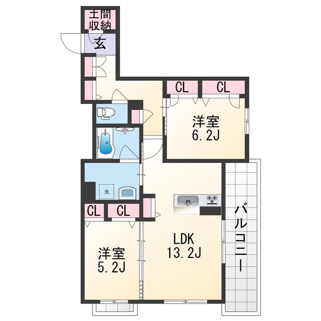BEREO WAKAYAMA(2LDK/3階)の間取り写真