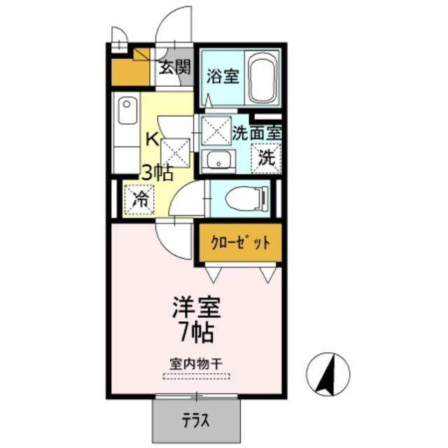 D-ROOM南出島(1K/1階)の間取り写真