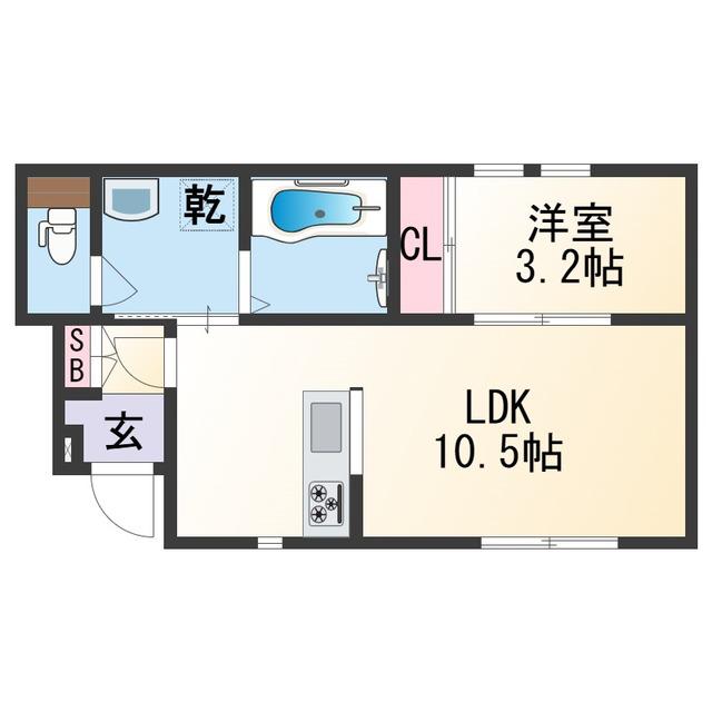 SOLIS元町奉行丁(1LDK/1階)の間取り写真
