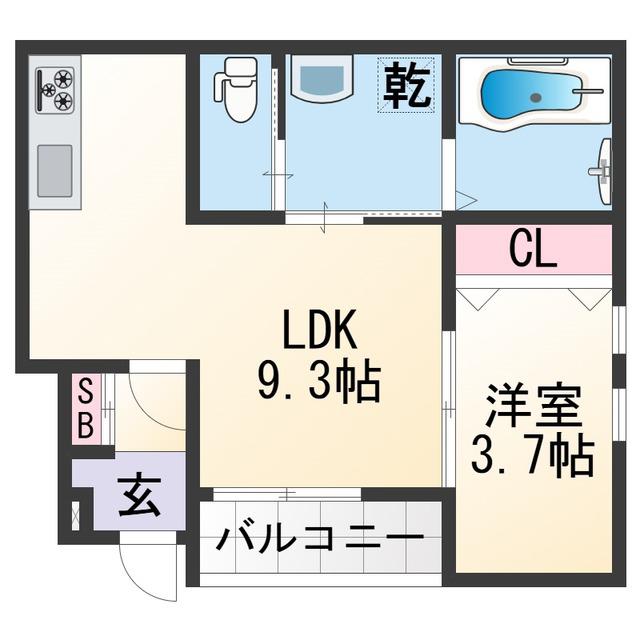 SOLIS元町奉行丁(1LDK/1階)の間取り写真