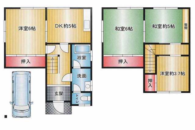 阪和線 六十谷駅 徒歩21分 2階建 築50年(4DK)の間取り写真