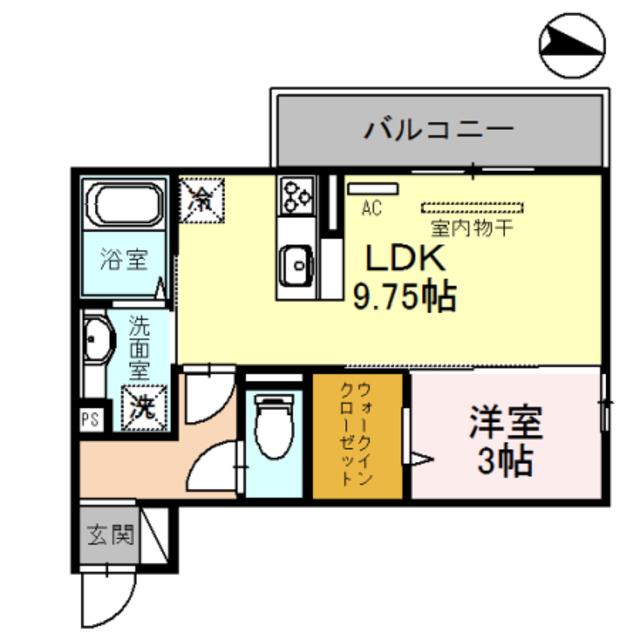 D-ROOM吹屋町 B棟(1LDK/3階)の間取り写真
