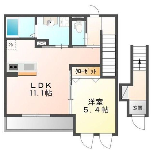 アジャートくろだ(1LDK/2階)の間取り写真