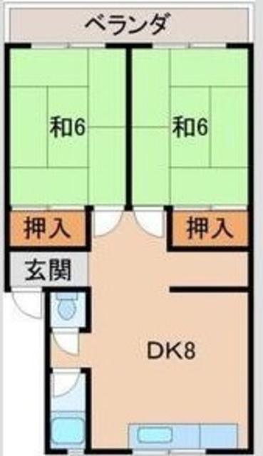 グリーンハイツ向陽(2DK/4階)の間取り写真