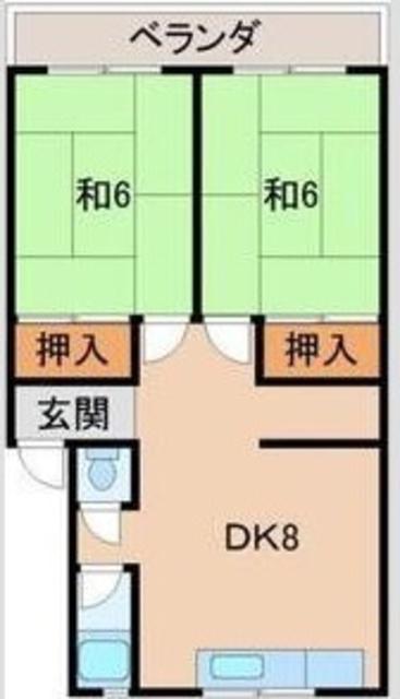 グリーンハイツ向陽(2DK/4階)の間取り写真