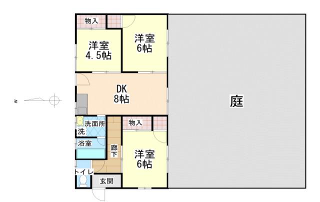 阪和線 六十谷駅 徒歩7分 1階建 築46年(3DK)の間取り写真