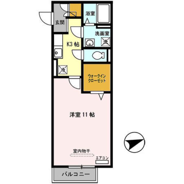 FLORAみさき(1K/2階)の間取り写真