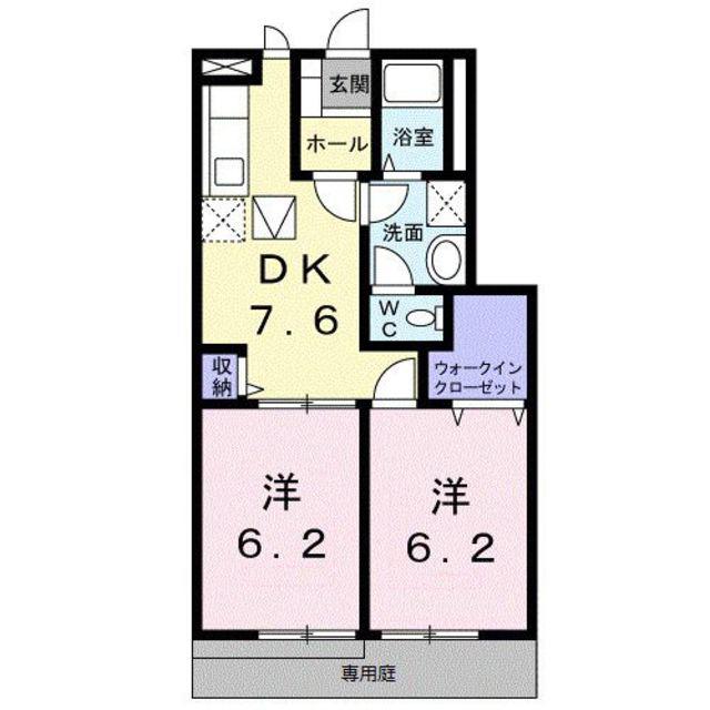 ドウセゾン(2DK/1階)の間取り写真
