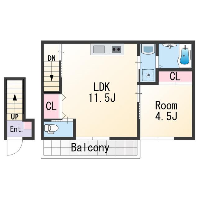 N-MAISON和歌浦南(1LDK/2階)の間取り写真