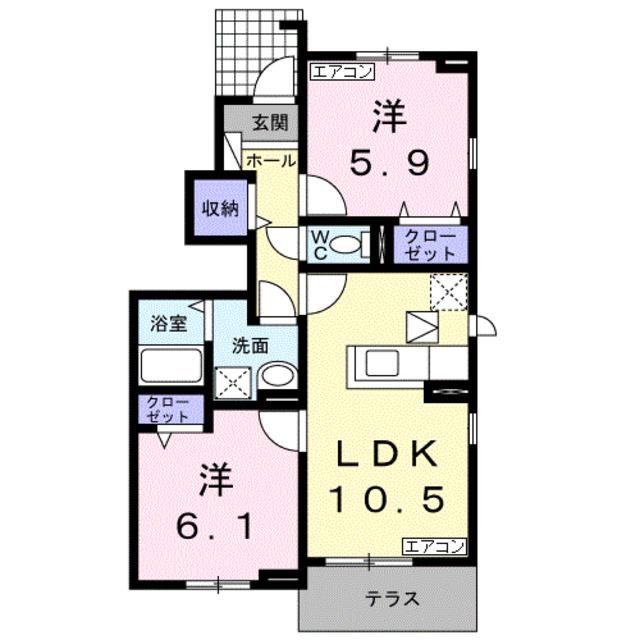 アルコバレーノ D(2LDK/1階)の間取り写真