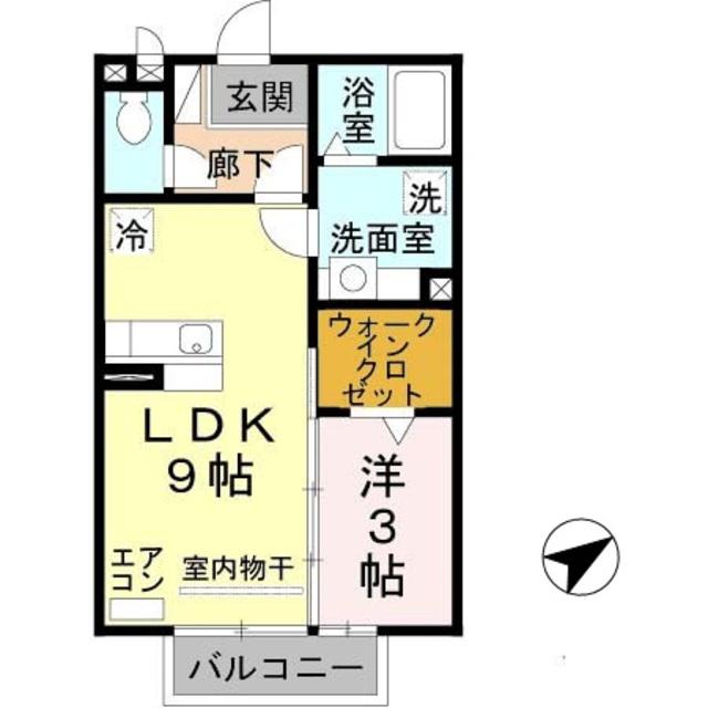 モナリエ道(1LDK/2階)の間取り写真