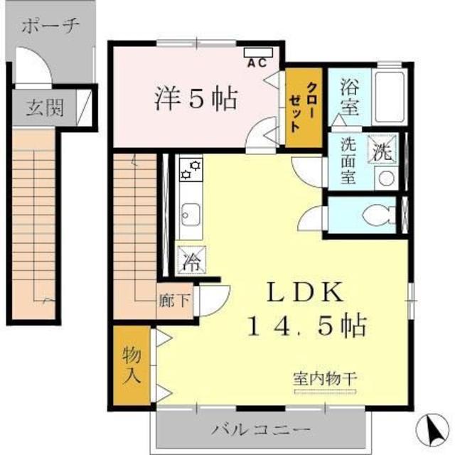 ディアコート・I A棟(1LDK/2階)の間取り写真