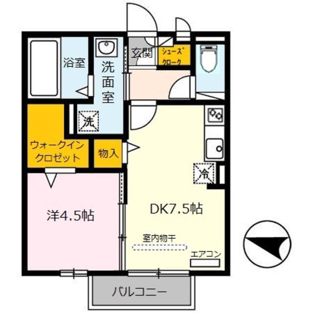 フェリーチェ小雑賀A棟(1DK/1階)の間取り写真