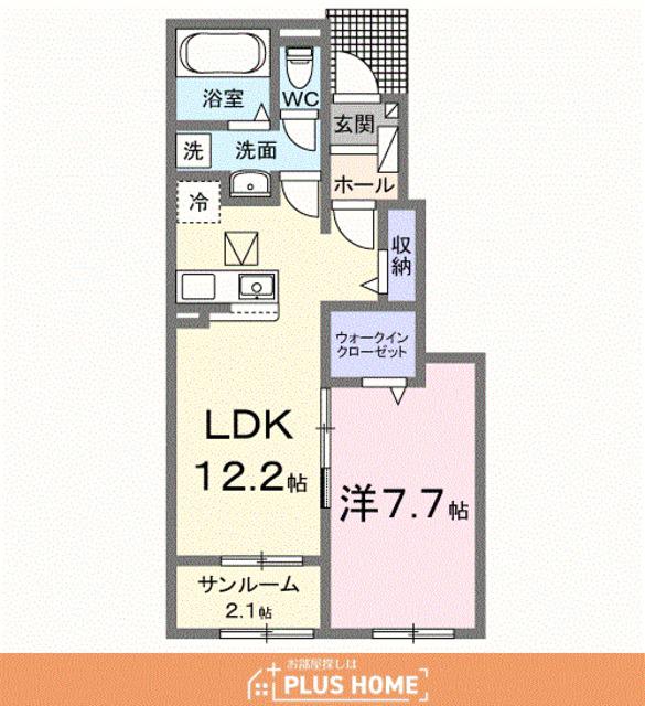 ジラソーレ西庄Ⅱ(1LDK/1階)の間取り写真