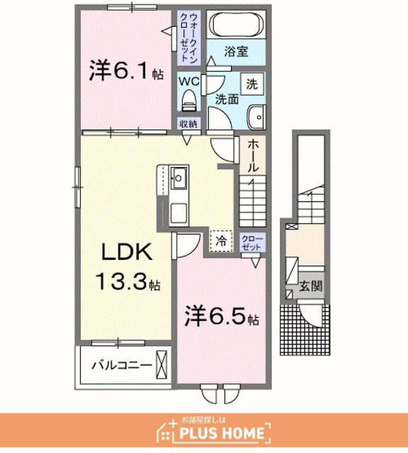 梅原アパート(2LDK/2階)の間取り写真