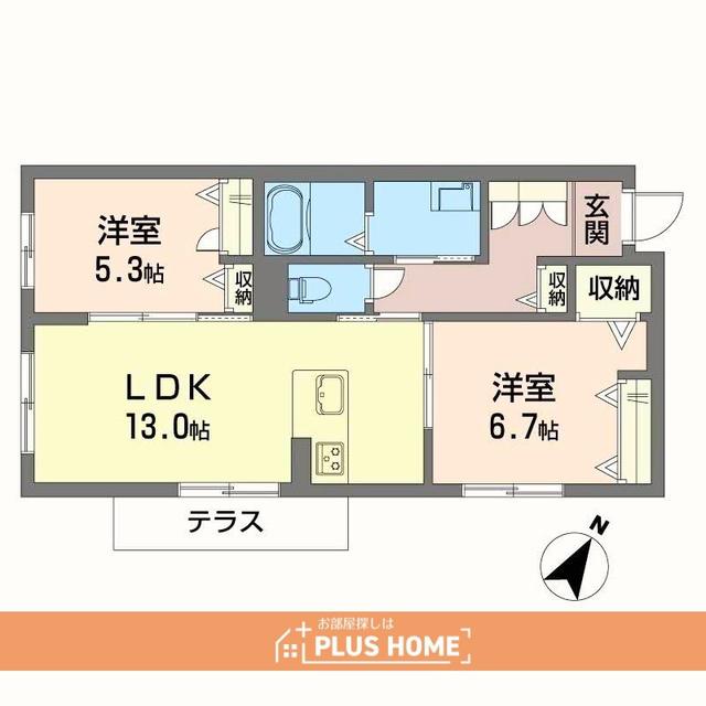 シャーメゾングレース堀止(2LDK/2階)の間取り写真