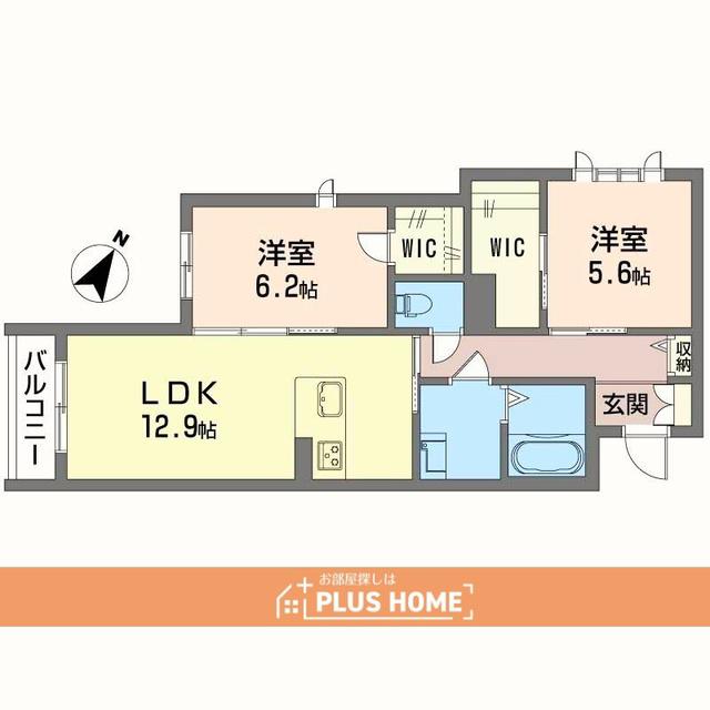 シャーメゾングレース堀止(2LDK/2階)の間取り写真
