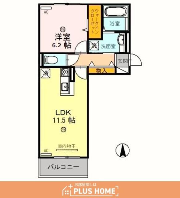 KOCOA TERRACE(1LDK/2階)の間取り写真