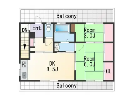 堀止マンション(2LDK/2階)の間取り写真