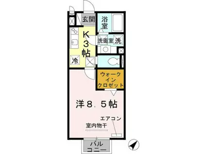 ビヤンリズム(1K/1階)の間取り写真