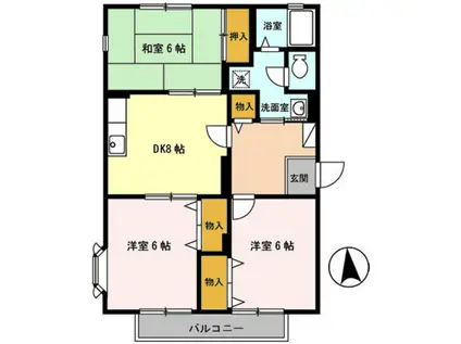 トゥインクルやすらぎ(3DK/2階)の間取り写真