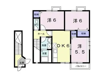 ジョイリバー(3DK/2階)の間取り写真