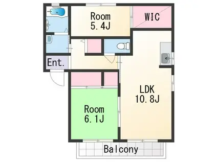 クインテット E(2LDK/1階)の間取り写真