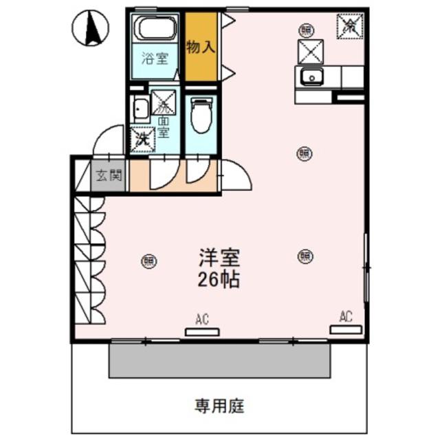 シンフォニータウンⅢ E棟(ワンルーム/2階)の間取り写真