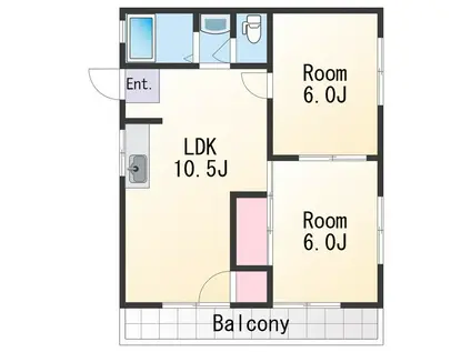 グランディール西浜(2LDK/2階)の間取り写真