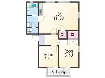 ラ・サルデーヌ(2LDK/1階)の間取り写真