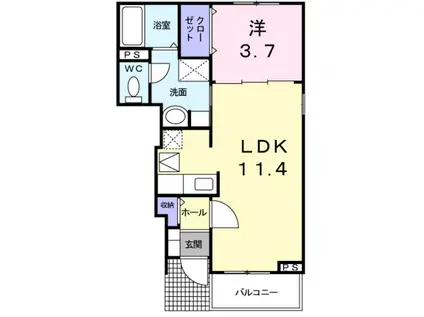 モダンアーク B(1LDK/1階)の間取り写真