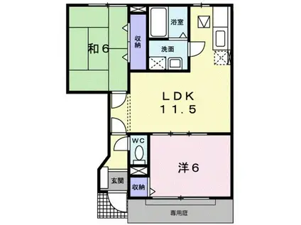 シャルマン2(2LDK/1階)の間取り写真