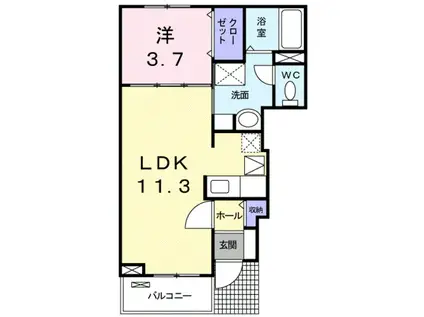 CASA本町(1LDK/1階)の間取り写真