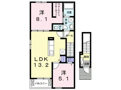 ランプロンアヤⅢ(2LDK/2階)の間取り写真