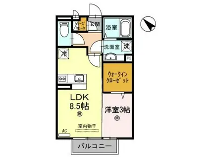 フィオーレ野崎Ⅲ(1LDK/2階)の間取り写真