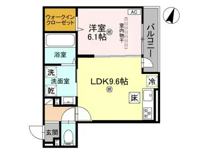 D-GRACE秋月(1LDK/2階)の間取り写真