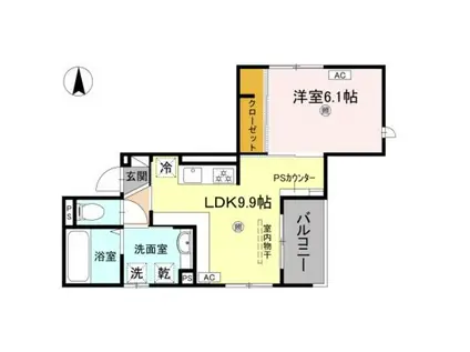 D-LUCE寄合町(1LDK/2階)の間取り写真