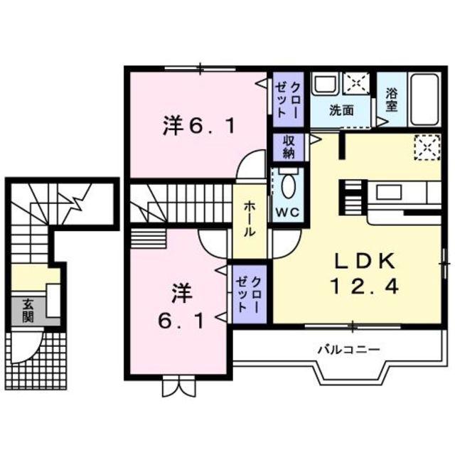 アルモニーⅠ(2LDK/2階)の間取り写真