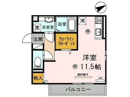 D-ROOM出島(ワンルーム/1階)の間取り写真