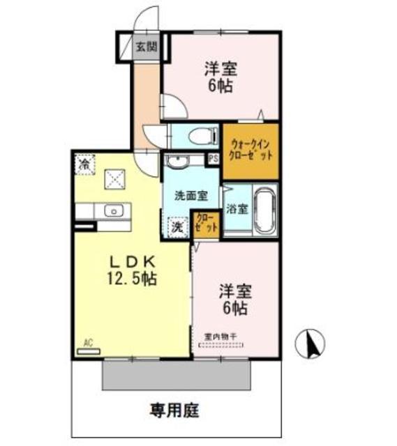 ウィット塩屋(2LDK/1階)の間取り写真