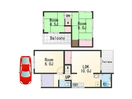 南海電鉄南海本線 紀ノ川駅 徒歩8分 2階建 築47年(3LDK)の間取り写真
