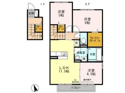 BIG JOY YAMATO(3LDK/2階)の間取り写真