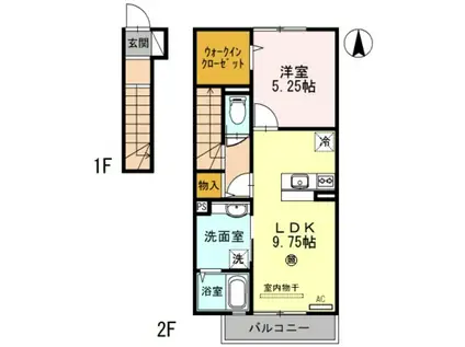 あーばんはいつ神前Ⅱ(1LDK/2階)の間取り写真