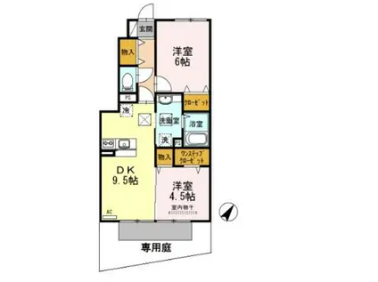 ラシェルデューA棟(2DK/1階)の間取り写真