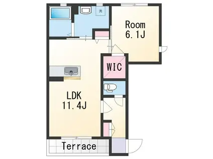 シャーメゾンふじいⅠ(1LDK/1階)の間取り写真